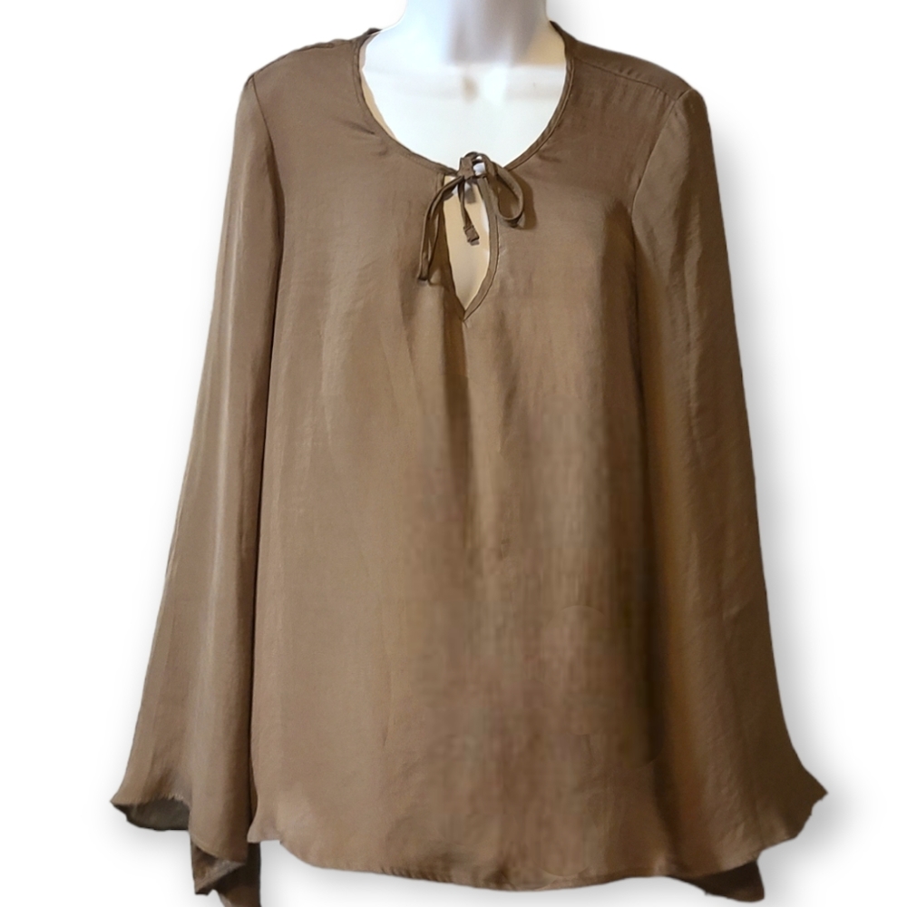 Show Me Your Mumu Boho Blouse with Keyhole Neckline and Bell Sleeves